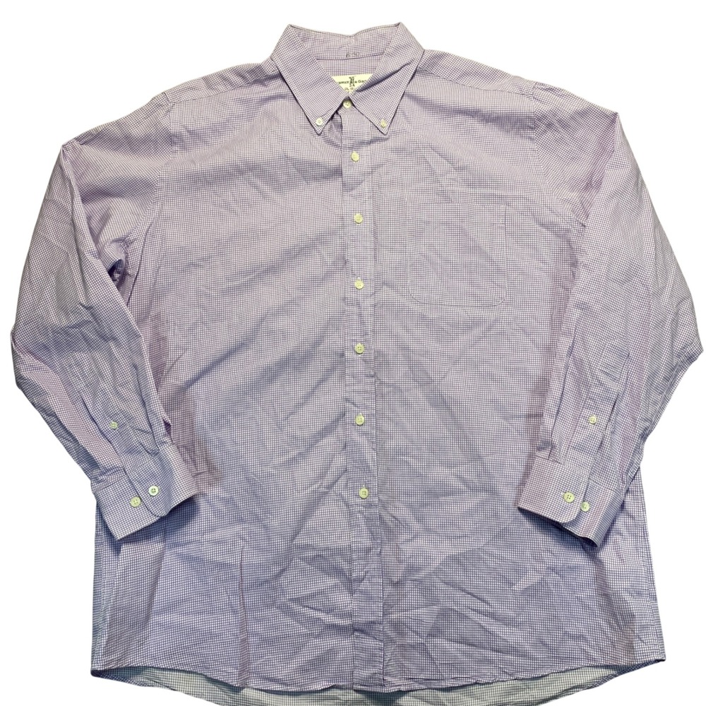 Fairway & Greene Mens Purple Micro Check Button Down Shirt XL Nemacolin CC